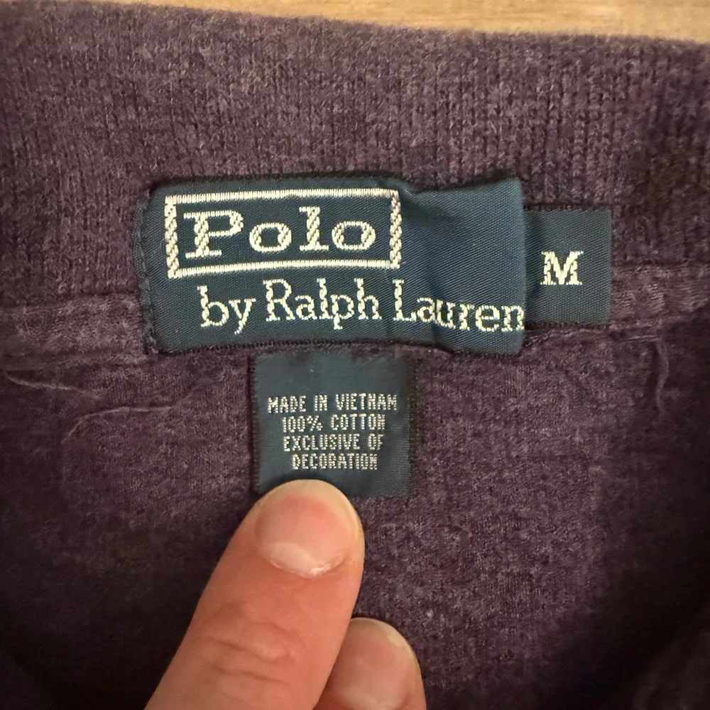 Vintage Polo Ralph Lauren French Rib 1/4 Zip Pullover Sweater Purple Mens M